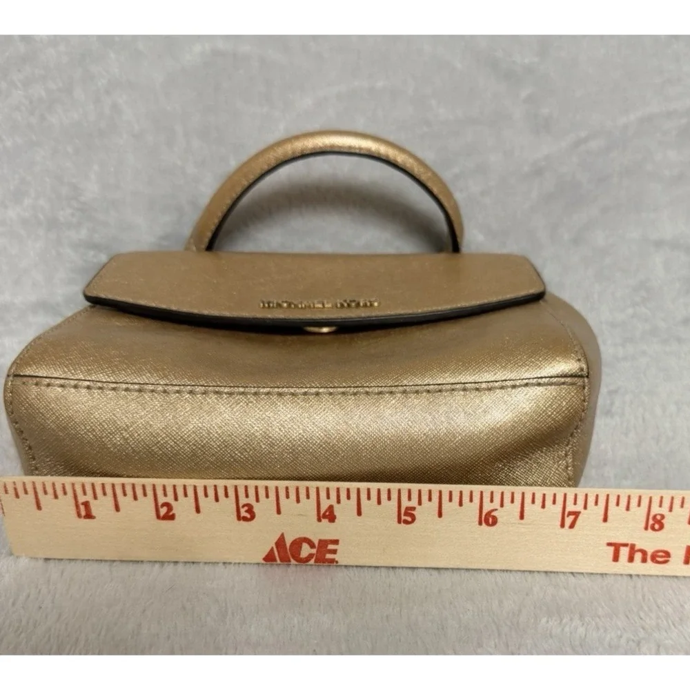 Michael Kors Small Ava Small Mini Satchel Bag Metallic Gold Purse Handbag
